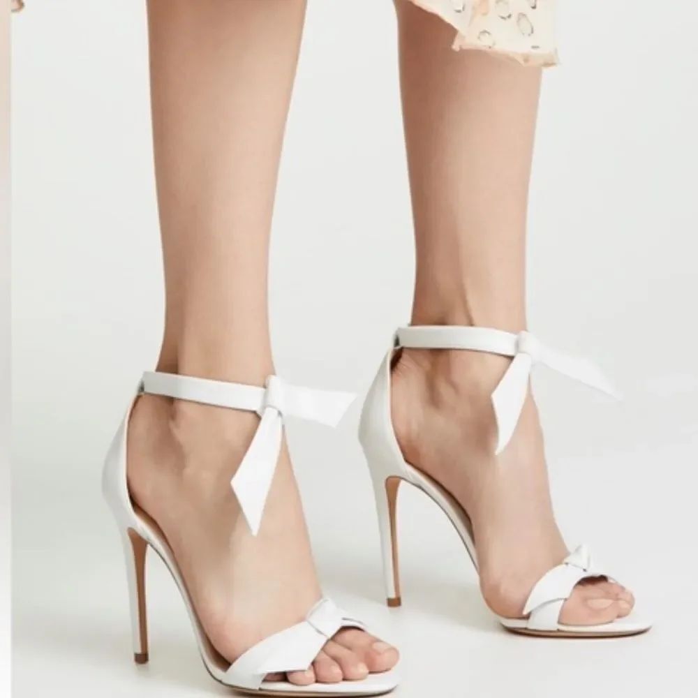 ALEXANDRE BIRMAN Clarita Bow-Tie Leather Sandals White 39.5